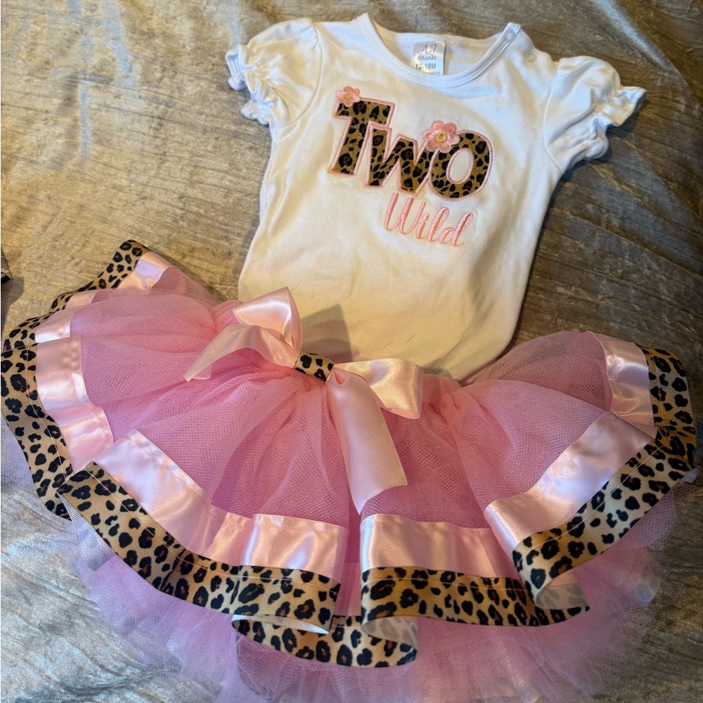 Two Wild Leopard Print Tutu Dress Set